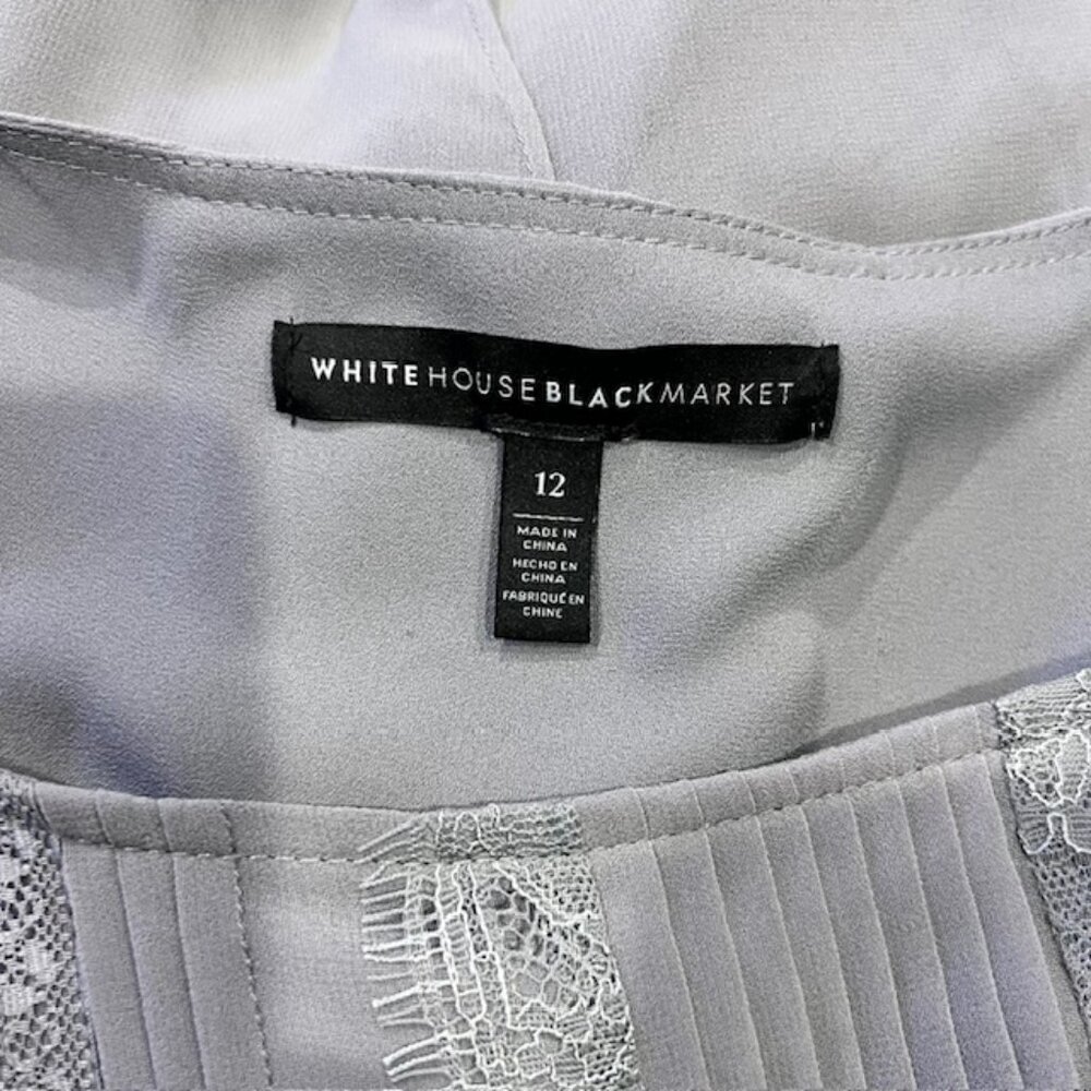 White House Black Market Split Back Gray Blouse Size 12 - Picture 8 of 8